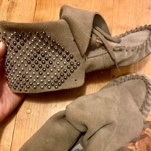 Studded fancy + flat moccasins